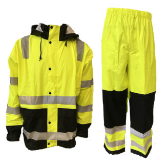 Regnset jacka+byxa Tony unisex varsel gul/svart